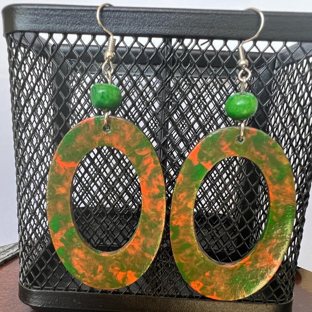 Hand Crafted Dangle Hoop Earrings-NWOT